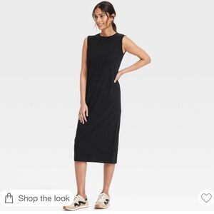 UNIVERSAL THREAD BLACK HIGH NECKLINE SLEEVELESS KNIT MIDI DRESS SIZE XS